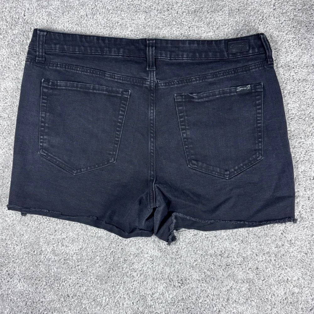 SEVEN7 Women's Black Denim Cutoff Shorts Size‎ 14 Raw Hem Distressed Casual